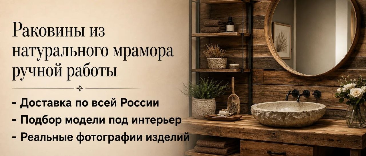 Мраморная раковина в ванную комнату 