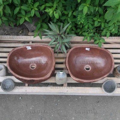 Раковины близнецы из речного камня коричневые 44x37 (RS1217 и RS1218)