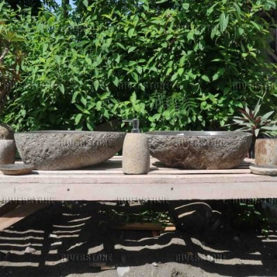 Раковины близнецы из речного камня 46x34 (RS1215 и RS1216)