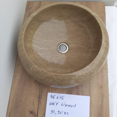 Раковина из оникса накладная на столешницу 45x15 (ONYDONUT)
