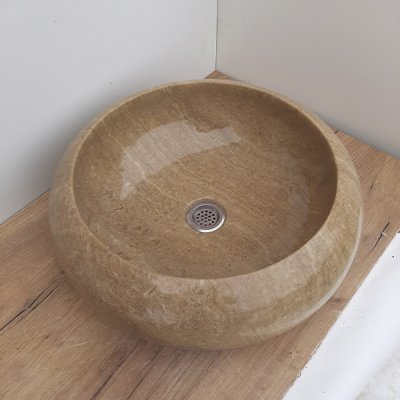Раковина из оникса накладная на столешницу 45x15 (ONYDONUT)