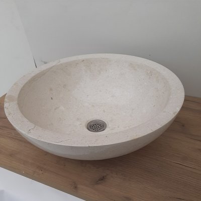 Белая раковина из мрамора 45x15