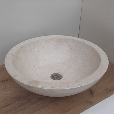 Белая раковина из мрамора 45x15