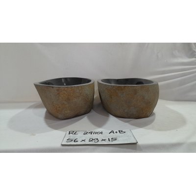 Парные раковины из речного камня с толстым краем 56x2x15 (RL241101A+B)