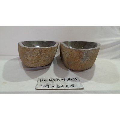 Парные раковины из речного камня 54х32х15 (RL241104A+B)