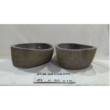 Парные раковины из речного камня 47х35х15 (RM241104A+B)