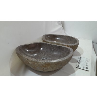 Парные раковины из речного камня с толстым краем 48х33х15 (RM241101A+B)